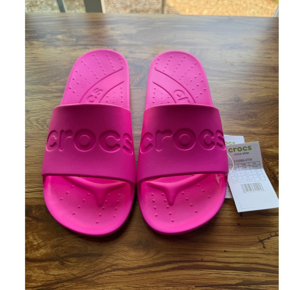 Crocs‎ Unisex Vibrant Pink Crush Classic Slides Sz 9W/7M NWTS